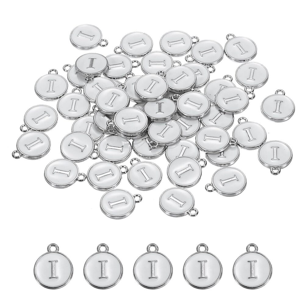 8291 Alphabet I Enamel Letter Charm Jewelry Initial White Pendant